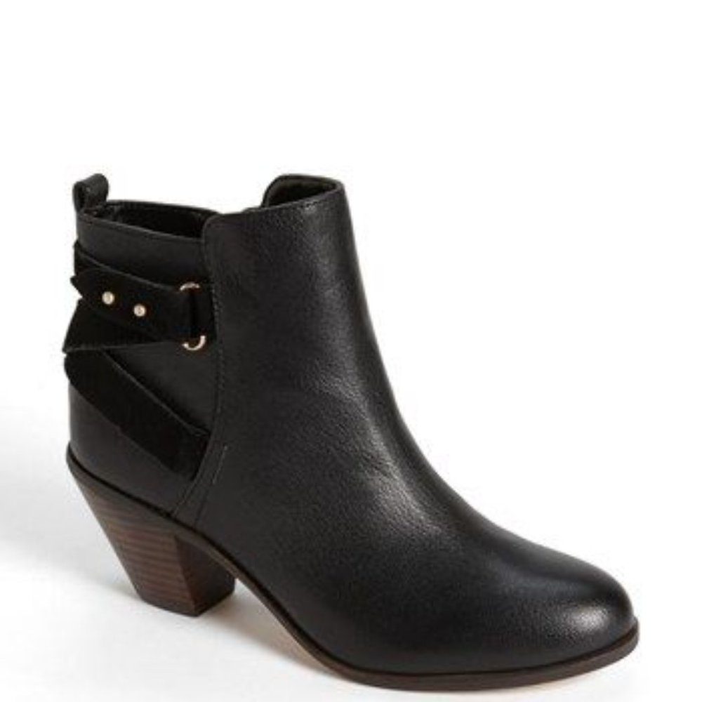 Julianne Hough for Sole Society Idelle Bootie, black leather, size 9.5, EUC